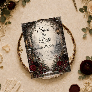 Moody Gothic Winter Wedding Save The Date