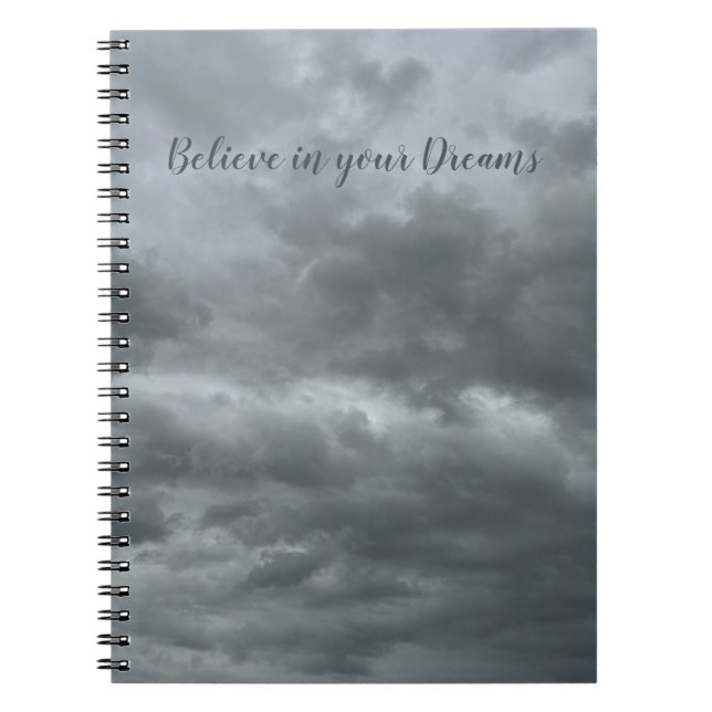 Moody Grey Clouds Photo Spiral Notebook (Front)