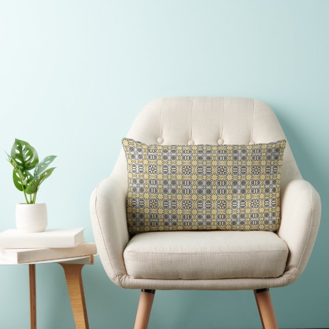 Moody Grey Gold Geometric Accent Pillow (Chair)