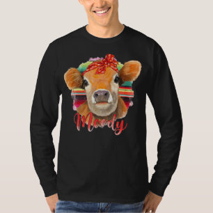 Moody Heifer Floral Cow Farming Farmer Serape T-Shirt