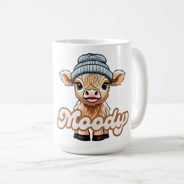 Moody Highland Cow Coffee Mug (Front Right)