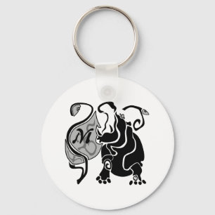 Moody Hippo Monogram Keychain