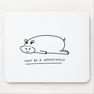 Moody hippo with pun mouse pad