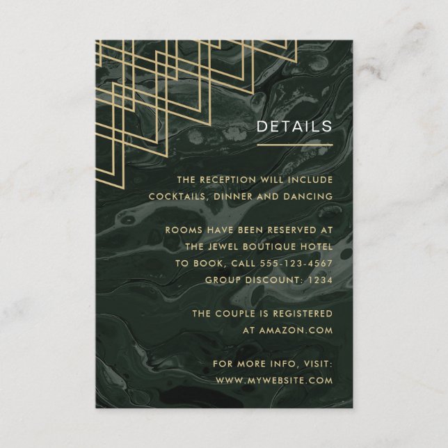Moody Hues Emerald Green Marble Enclosure Card (Front)