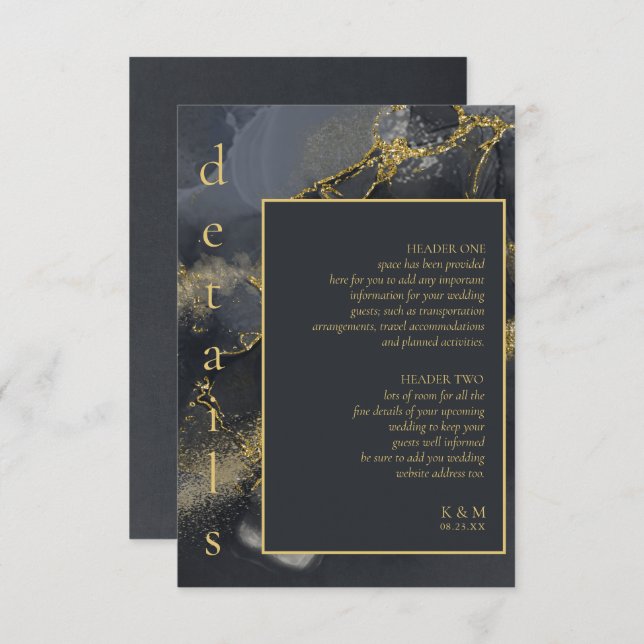 Moody Ink Charcoal Gold Abstract Details ID988 Enclosure Card (Front/Back)