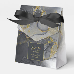 Moody Ink Charcoal Gold Abstract ID988 Favor Box