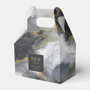 Moody Ink Charcoal Gold Abstract ID988 Favor Box