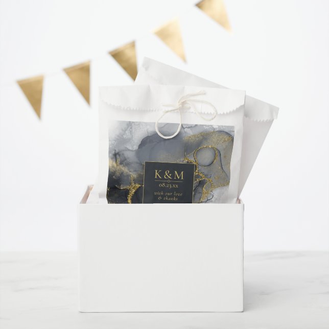Moody Ink Charcoal Gold Abstract ID988 Favour Bag (Party)