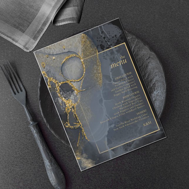 Moody Ink Charcoal Gold Abstract Menu ID988 (Creator Uploaded)