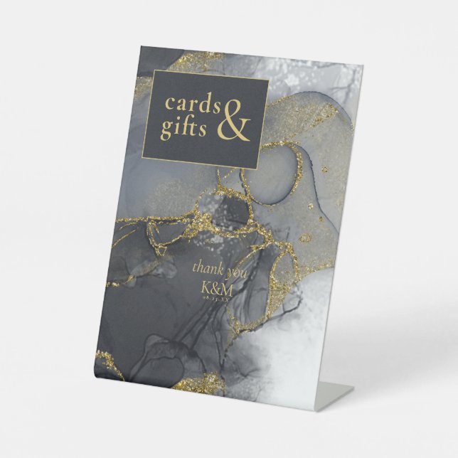 Moody Ink Charcoal Gold Cards & Gifts ID988 Pedestal Sign (Front)