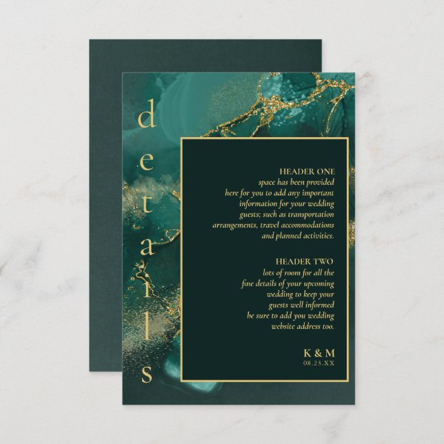 Moody Ink Emerald Gold Abstract Details ID988 Enclosure Card (Front/Back)