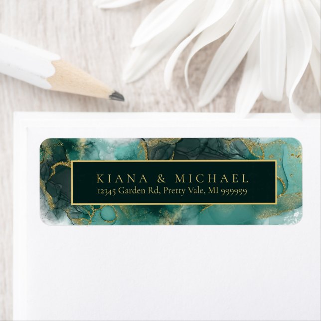 Moody Ink Emerald Gold Abstract ID988 (Insitu)