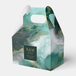 Moody Ink Emerald Gold Abstract ID988 Favor Box