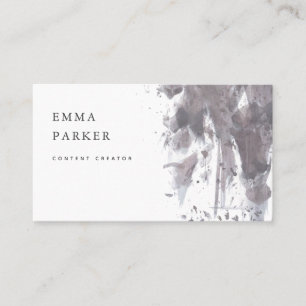 Moody Ink Modern Dark Charcoal Grey and White Business Card