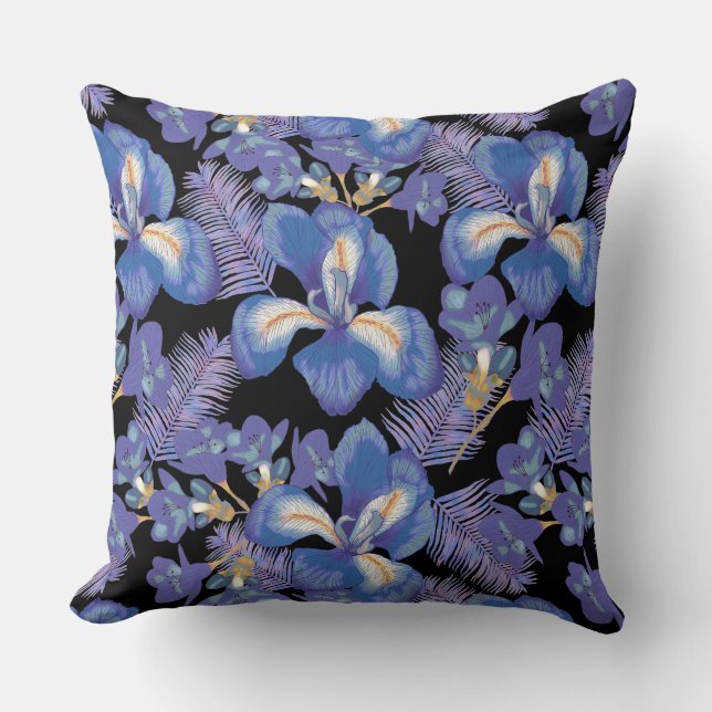 moody iris throw pillow (Front)