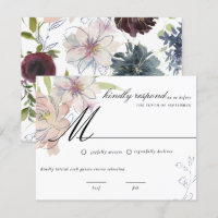 Moody Jewel Tone Floral Wedding RSVP