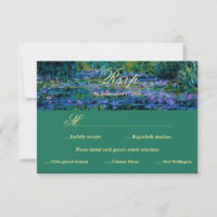 Moody Jewel Tone Monet Lily Pond Art Wedding Meal