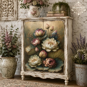 Moody Lotus Floral Botanical Decoupage Tissue Paper