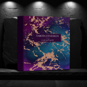 Moody Luxe Marble   Deep Purple and Teal Branding Binder