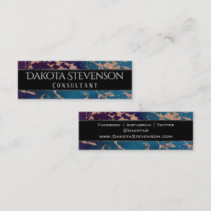 Moody Luxe Marble   Deep Purple and Teal Branding Mini Business Card
