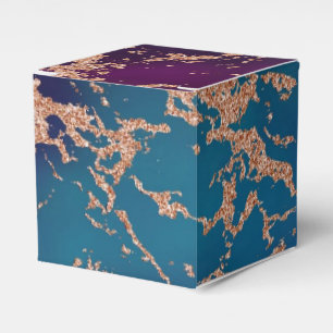 Moody Luxe Marble   Deep Purple and Teal Rose Gold Favor Box