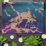 Moody Luxe Marble | Deep Purple and Teal Rose Gold Kitchen Towel<br><div class="desc">Dark and sophisticated watercolor marble in a deep moody jewel tone turquoise blue and purple violet elegant unicorn-inspired ombre palette. This feminine hand-painted gradient adds the perfect pop of colour. From the "Modern Watercolor Marbles" collection, this design features abstract fluid swirls creating a cool pattern accented by glitter veins to...</div>