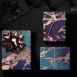 Moody Luxe Marble | Deep Purple and Teal Rose Gold Wrapping Paper Sheet<br><div class="desc">Great for DIY crafting, gift wrapping, and furniture decoupage! Dark and sophisticated watercolor marble in a deep moody jewel tone turquoise blue and purple violet elegant unicorn-inspired ombre palette. This feminine hand-painted gradient adds the perfect pop of colour. From the "Modern Watercolor Marbles" collection, this design features abstract fluid swirls...</div>