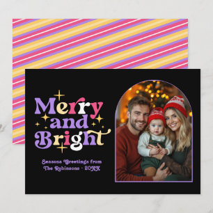 Moody Luxe Modern Retro Christmas Family Photo Holiday Card