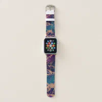 Moody Marble Luxe Deep Purple Teal Rose Gold Apple Watch Band