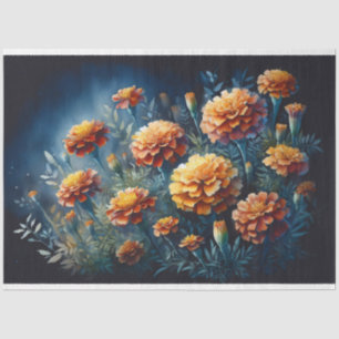 Moody Marigolds Watercolor Flowers Decoupage Tissue Paper