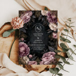 Moody Mauve Peony & Black Gothic Wedding Invitation<br><div class="desc">This moody mauve peony and black gothic wedding design blends deep romance with vintage elegance. Featuring lush blush and plum peonies, intricate gold baroque accents, and a dramatic black background, it’s perfect for couples who love dark romance with a touch of regal sophistication. Ideal for gothic, vintage, or winter weddings...</div>