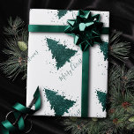 Moody Merry Christmas | Dark Midnight Teal Tree Wrapping Paper<br><div class="desc">Tis the season to decorate and entertain! Modern, dark, and moody abstract holiday tree and hand-lettered "Merry Christmas" in with a rich, luxe palette. This elegant festive design features a whimsical sparkly Christmas tree with a frisky paint splatter enhanced with faux metallic glitter. For other colours or matching products, please...</div>