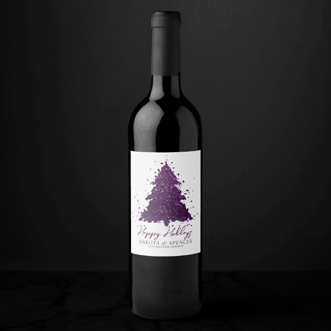 Moody Merry Christmas | Deep Plum Purple Custom Wine Label (Creator Uploaded)