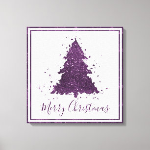 Moody Merry Christmas   Deep Plum Purple Tree Canvas Print