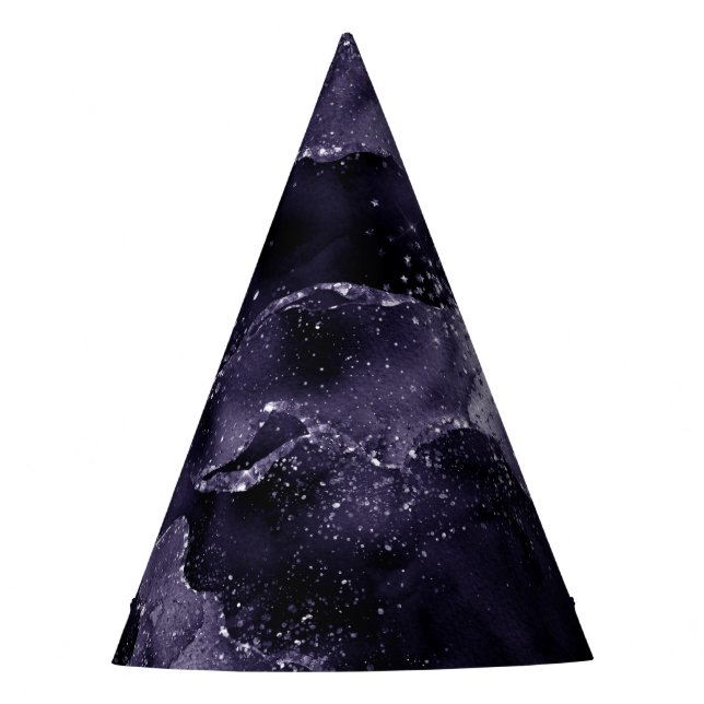 Moody Midnight Agate | Deep Indigo Purple Glam Party Hat (Front)