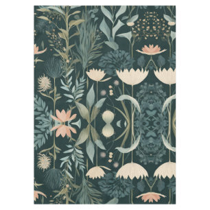 Moody Midnight Botanical Garden Floral Pattern Tablecloth