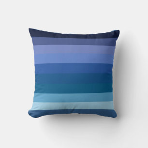 Moody Midnight Ocean Blue Gradient Stripe Pattern Throw Pillow