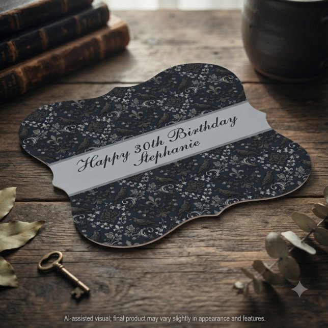 Moody Midnight Victorian Raven Paper Coaster (Victorian raven drink coaster for gothic milestone birthday celebration.)