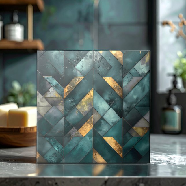 Moody Modern Mosaic Dark Green Gold ID1185 Tile (Creator Uploaded)
