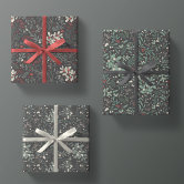 Minimalist Brown Kraft + Black Christmas Trio Gift Wrapping Paper