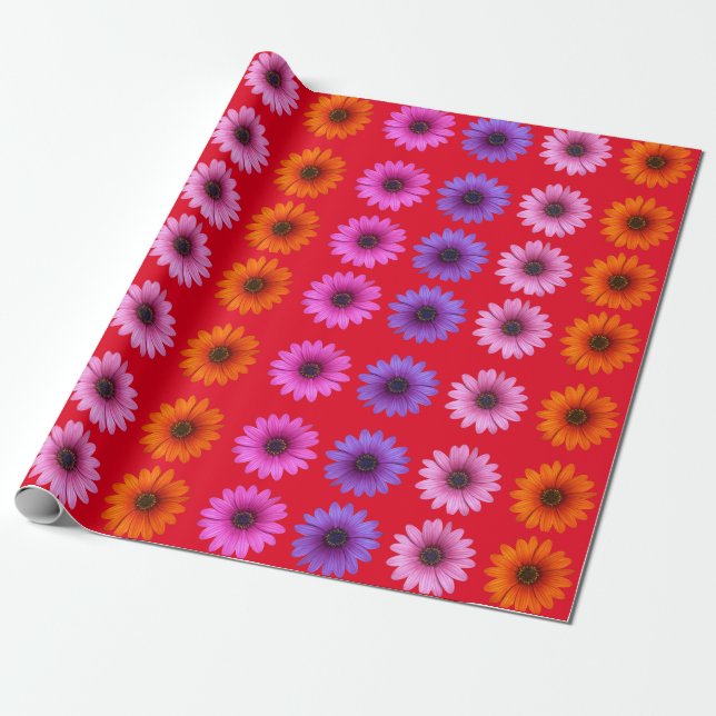 Moody Modern Winter Botanical Christmas Red Wrapping Paper (Unrolled)