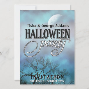 Moody Moon Clouds Halloween Party Invitations