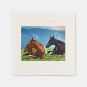 Moody Mountain Horses: A Fine Art Travel Napkin