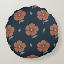 Moody Navy and Terracotta Floral Round Throw 
