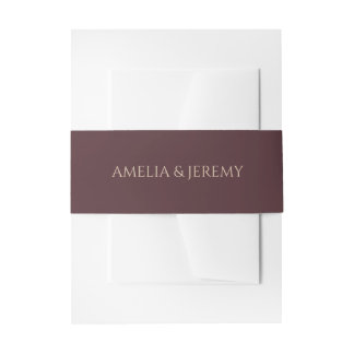 Moody Navy Blue & Burgundy Floral Invitation Belly Band