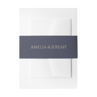 Moody Navy Blue & Burgundy Floral Invitation Belly Band