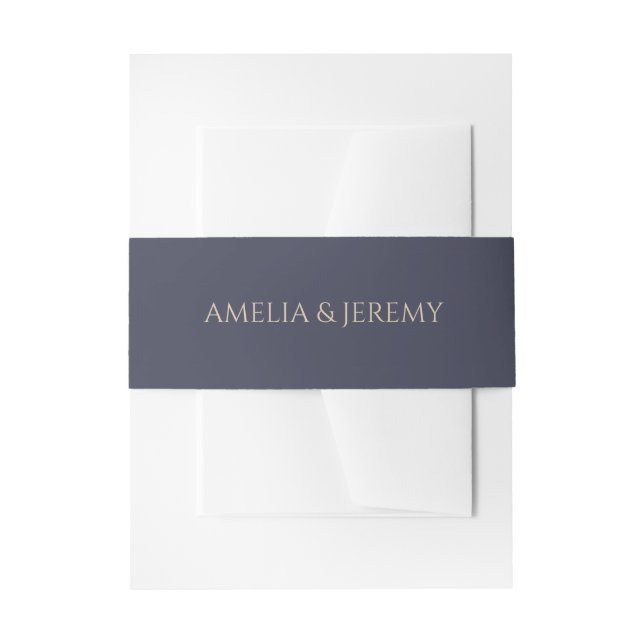 Moody Navy Blue & Burgundy Floral Invitation Belly Band (Front Example)