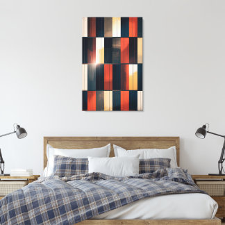 Moody Navy Geometric Grid Composition Canvas Print
