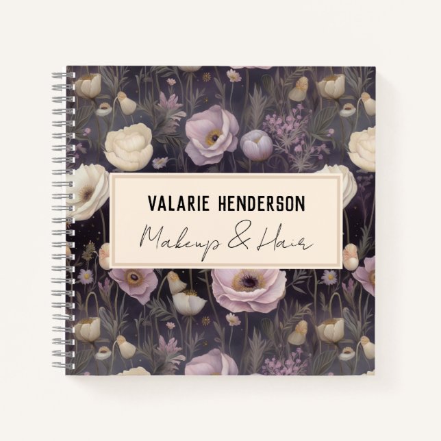 Moody Night Floral Business Spiral Carnet (Devant)