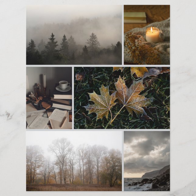 Moody November themed Collage Scrapbooking Paper (Front)